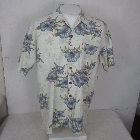 Cherokee Men Hawaiian camp shirt p2p 25 L vintage tropical hibiscus floral - Picture 3 of 8